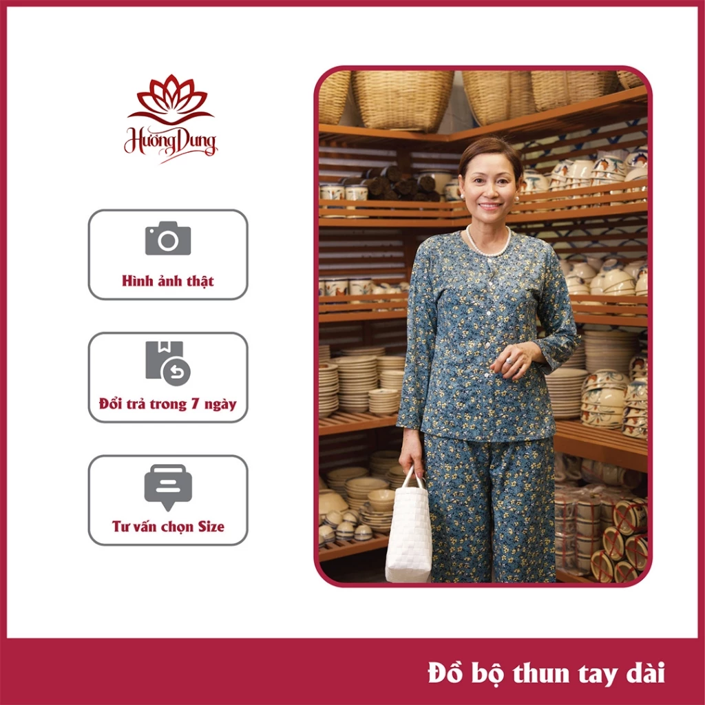 Đồ Bộ Trung Niên Cho Mẹ Chất Vải Thun Cao Cấp – Thoải Mái, Sang Trọng, Bền Đẹp - Hương Dung Store
