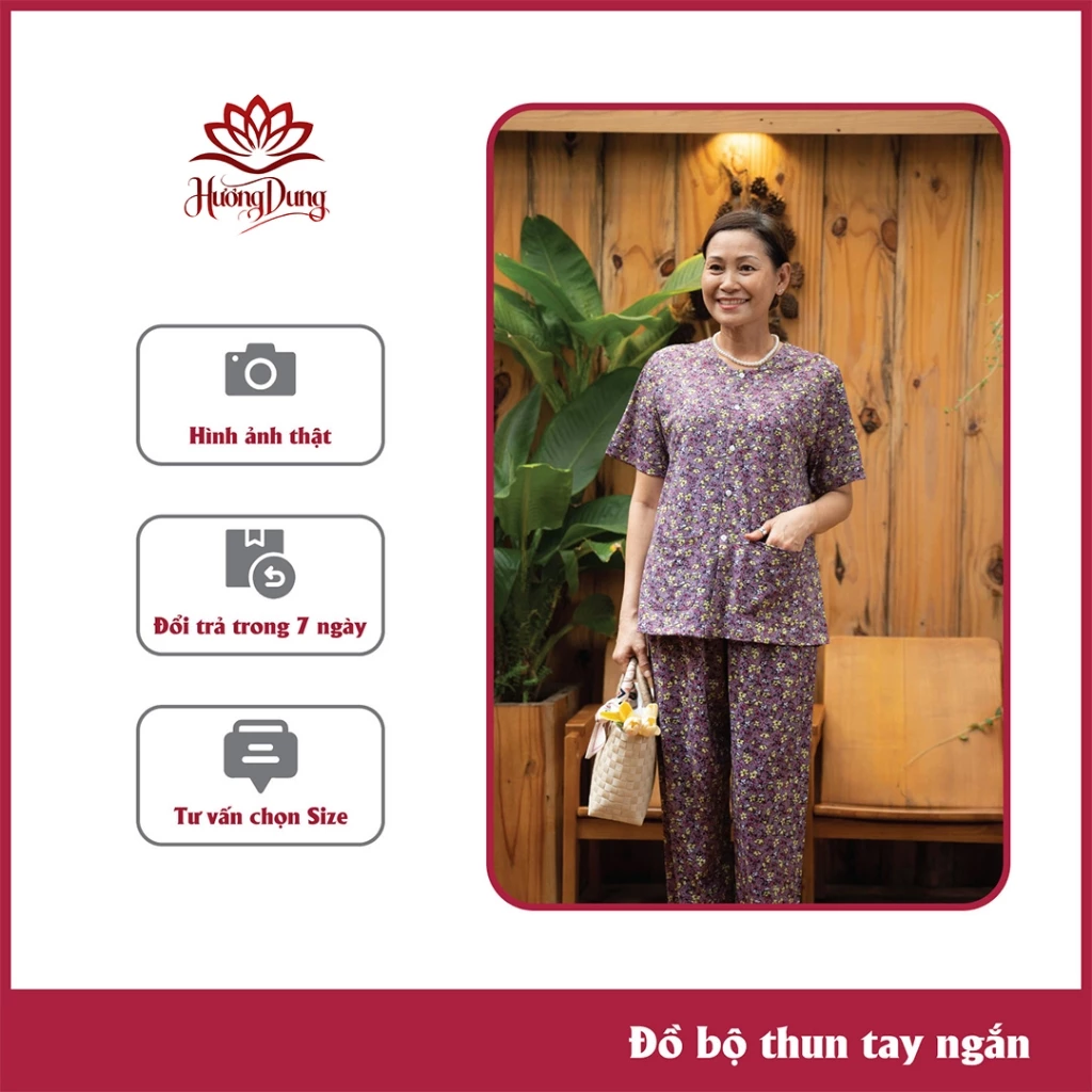 Đồ Bộ Trung Niên Vải Thun Tay Ngắn Cao Cấp, Thoải Mái Phù Hợp Mọi Dáng Người​ - Hương Dung Store