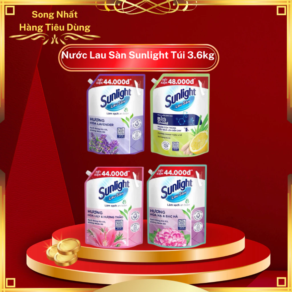 Nước Lau Sàn Sunlight Tinh Dầu Thảo Mộc Túi 3.6Kg