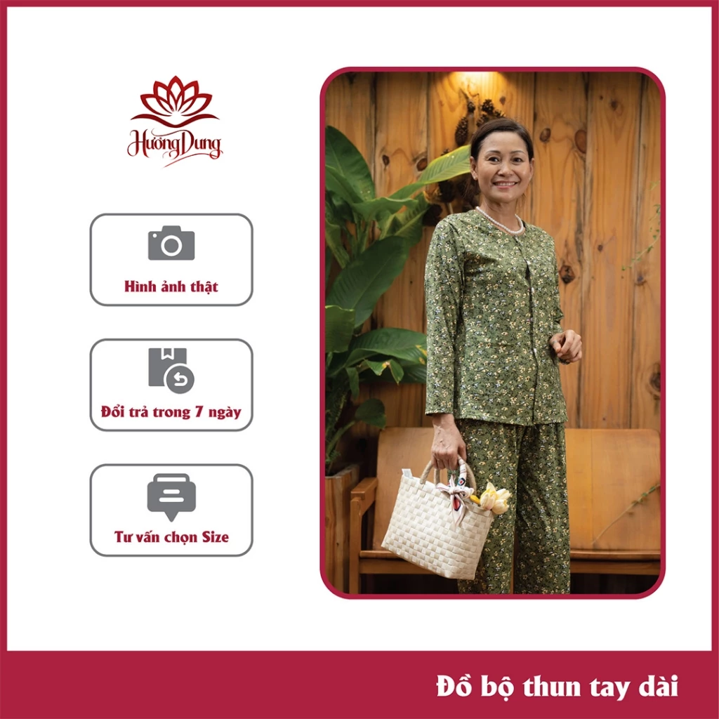 Đồ Bộ Cho Ngoại, Đồ Bộ Trung Niên Cho Người Lớn Tuổi Mặc Ở Nhà, Tặng Bà Chất Thun Tay Dài Mát