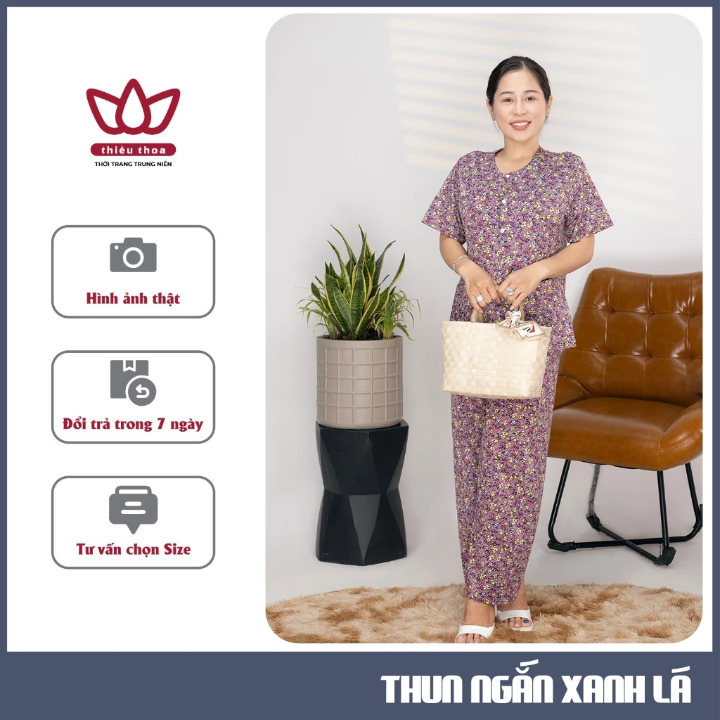 Đồ Bộ Trung Niên Cho Mẹ Cao Cấp 100% Cotton Thiết Kế Sang Trọng,Thoáng Mát Tay Ngắn-Thiều Thoa Store