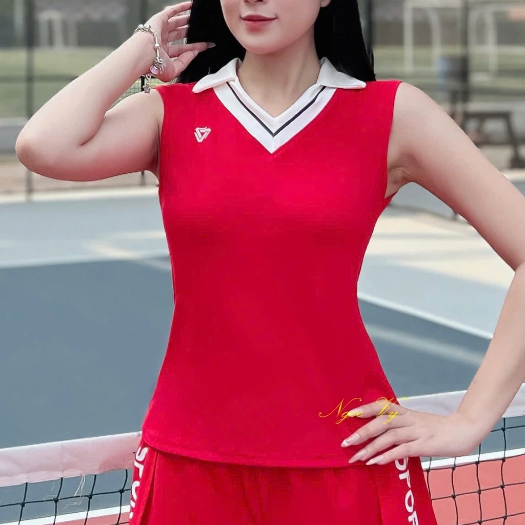 Áo thể thao phối cổ kín bụng năng động đi bơi, tập Gym Yoga,Pickleball chạy bộ Aerobic
