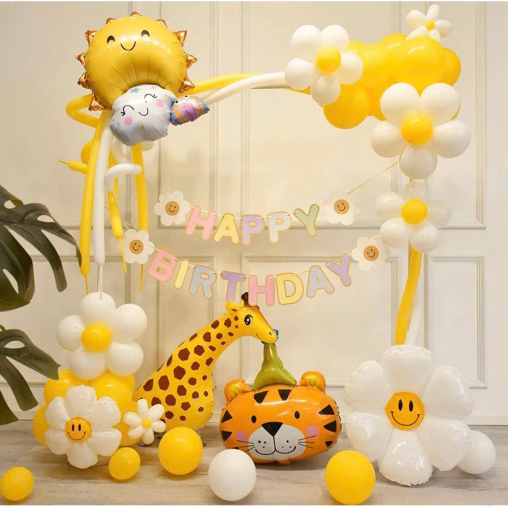 Set Bóng Sinh Nhật kèm Trụ Vuông 1m5x1m5, Trang Trí Sinh Nhật Bé Trai, Bé Gái, Thôi Nôi Dễ Thương Xinh Xắn
