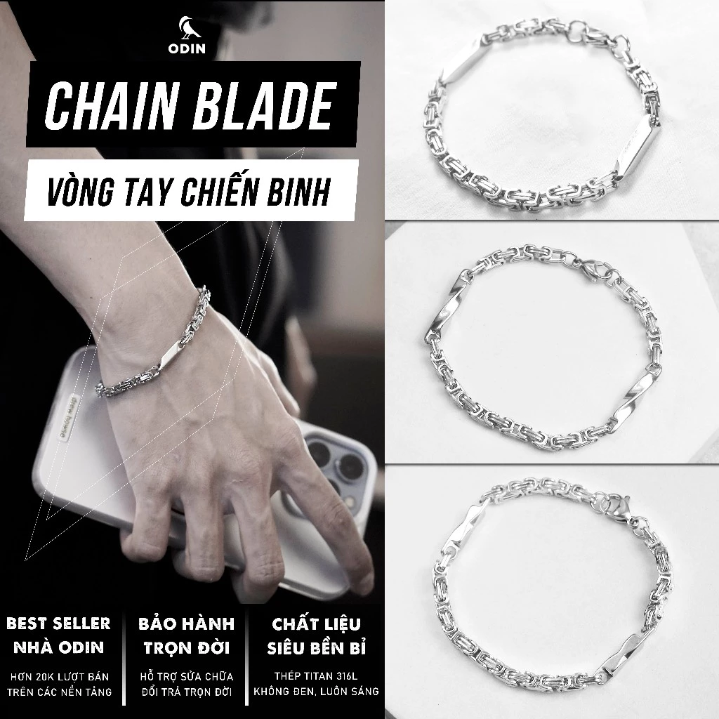 Vòng tay chiến binh ODIN Blade Collection-Thép Titanium 316 KHÔNG GỈ-Tặng kèm Box ODIN-Bảo hành trọn đời