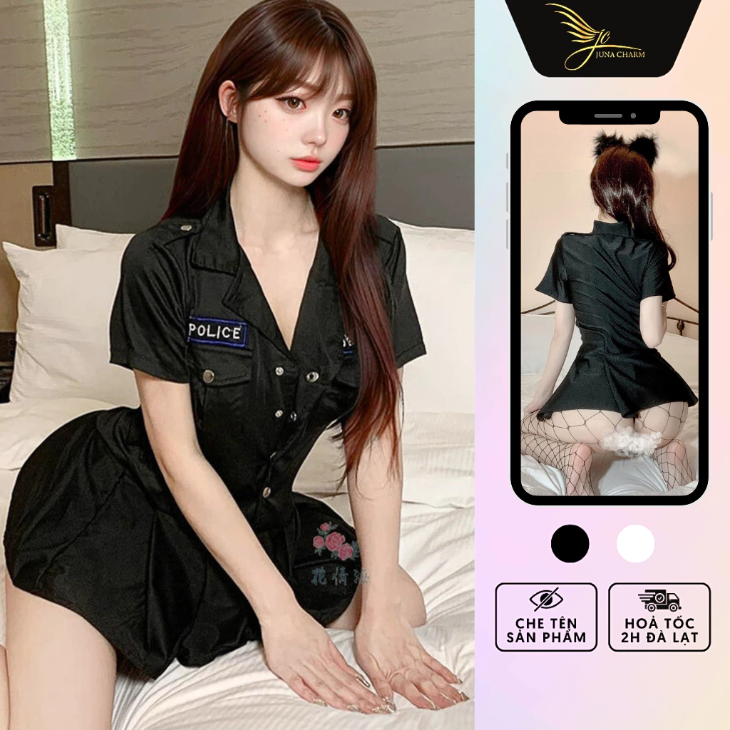 Bộ Váy Ngủ Cosplay Police, Cosplay Cảnh Sát Sexy JUNA Freesize Thời Trang Đồ Ngủ Dành Cho Nữ, Chất Vải Polyester/SP2424A