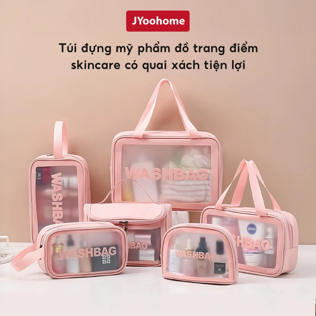 COMBO 3 Túi Đựng Mỹ Phẩm Du Lịch Có Quai Xách JYoohome Túi Đựng Đồ Trang Điểm Skincare Chống Nước