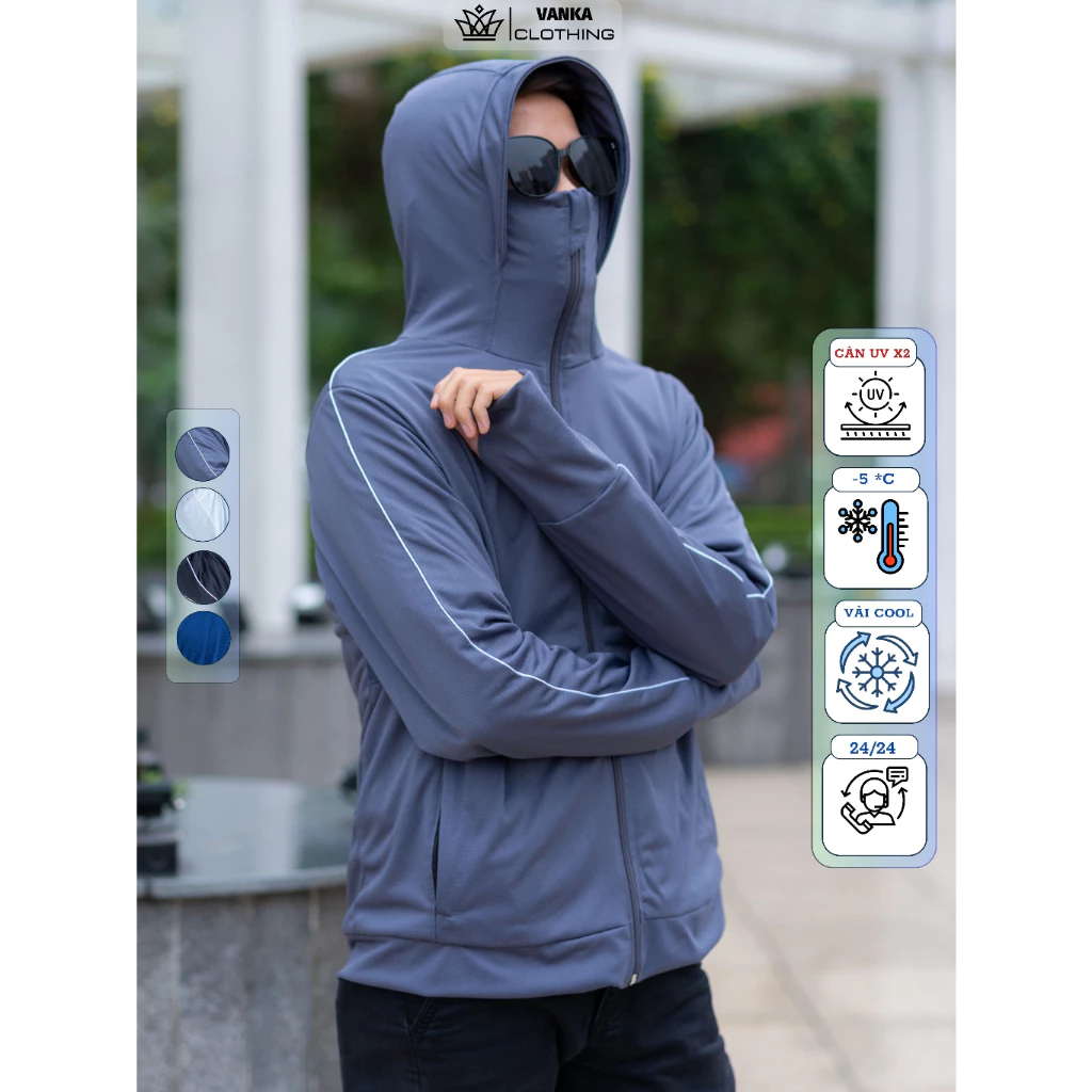 Áo chống nắng nam 2 lớp  vải thun lạnh chống tia UV có lưới tản nhiệt và phối viền cao cấp mẫu mới mùa hè