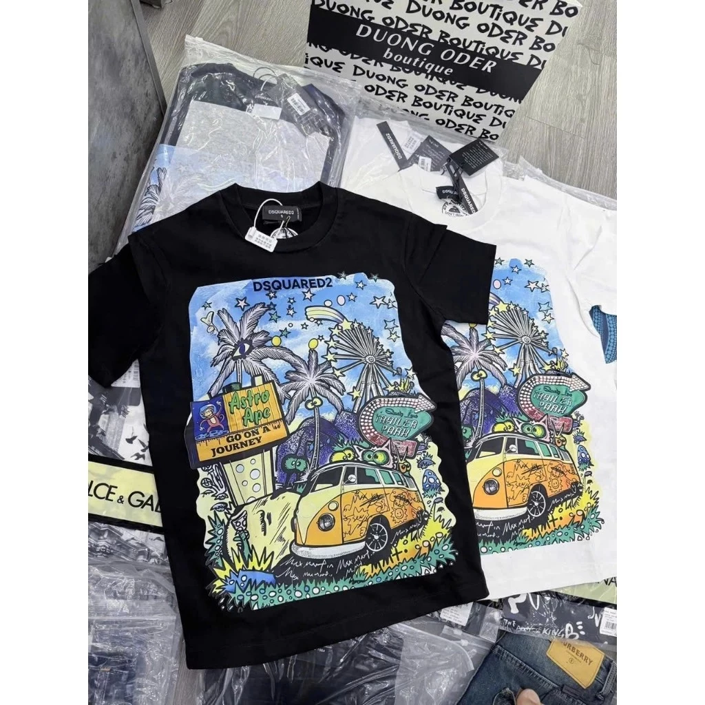 Áo Thun Nam Nữ DSQ In Hình Cây Dừa Màu Sắc Siêu Đẹp - Áo Phông DSQ Nam Chất Cotton Cao Cấp Unisex _ Song Anh 34 t