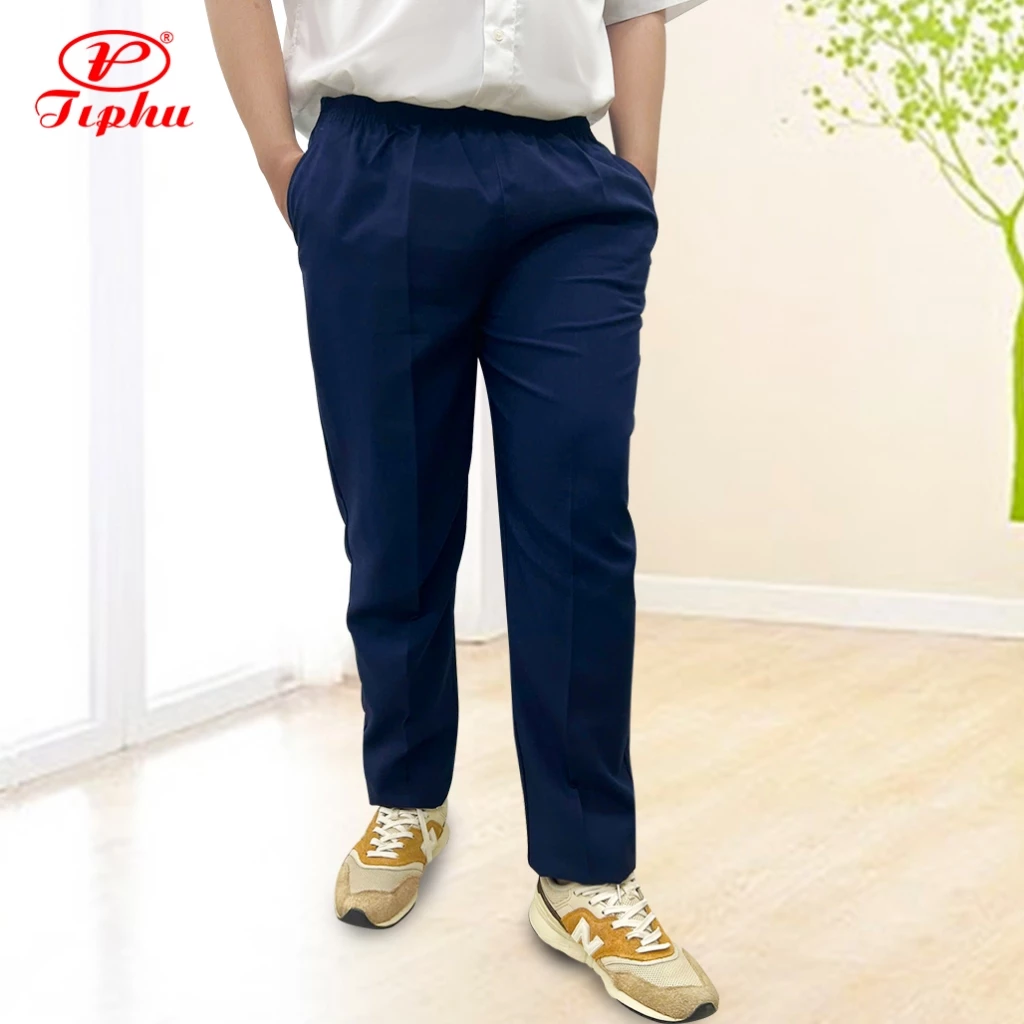 Quần dài lưng thun nguyên vòng, 2 túi xéo, form rộng, xanh và đen, đồng phục học sinh nam nữ Amazing