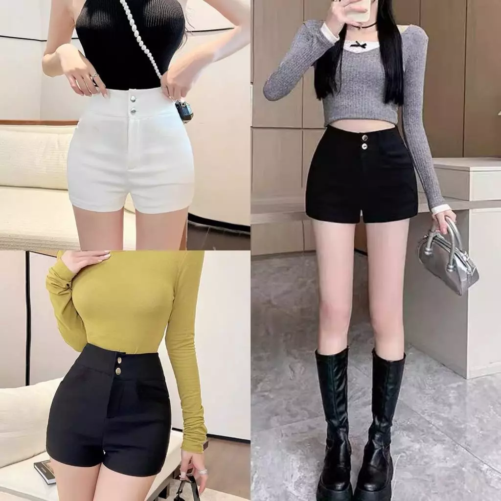 Quần Short Nữ Umi  Co Giãn Cạp Cao 2 Khuy Dáng Ôm Siêu Tôn Dáng_m631