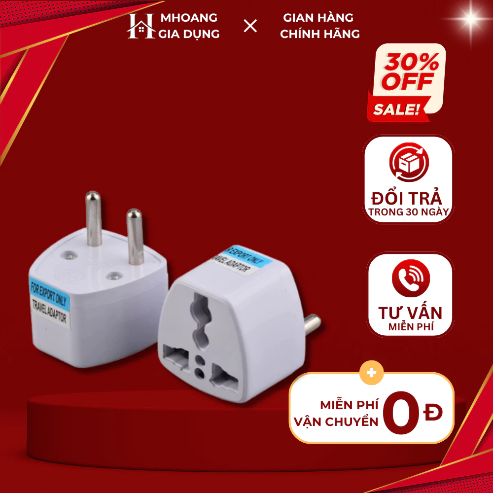 [Chân Ngẫu Nhiên ] Ổ cắm chuyển đổi đầu 3 chân sang 2 chân - ổ cắm điện chân dẹt, chân vuông, chân tròn, chân chéo