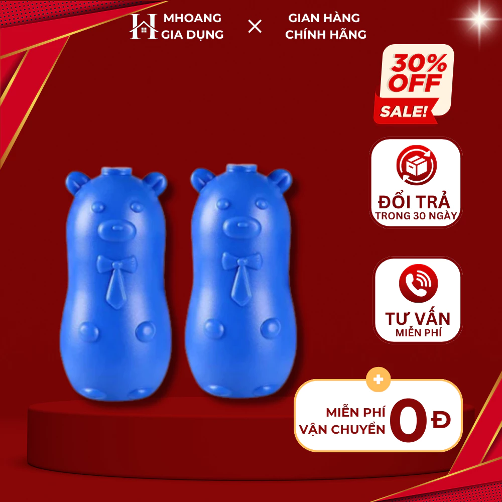 [MUA 3 TẶNG 1] Lọ Thả Bồn Cầu Con Gấu Tẩy Khử Mùi Thế Hệ Mới - Viên Thả Xả Toilet Diệt Khuẩn
