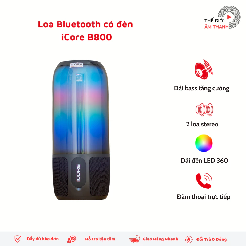 Loa Bluetooth Có Đèn iCore B800 - THẾ GIỚI ÂM THANH