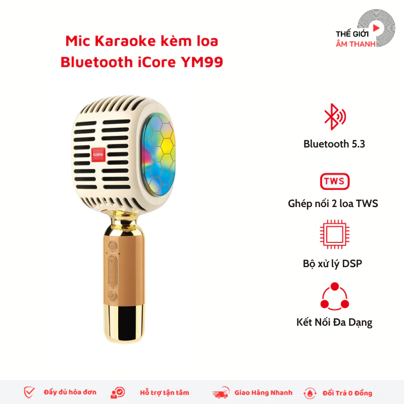 Micro Karaoke Kèm Loa Bluetooth iCore - Micro Karaoke Kiêm Loa Bluetooth - THẾ GIỚI ÂM THANH