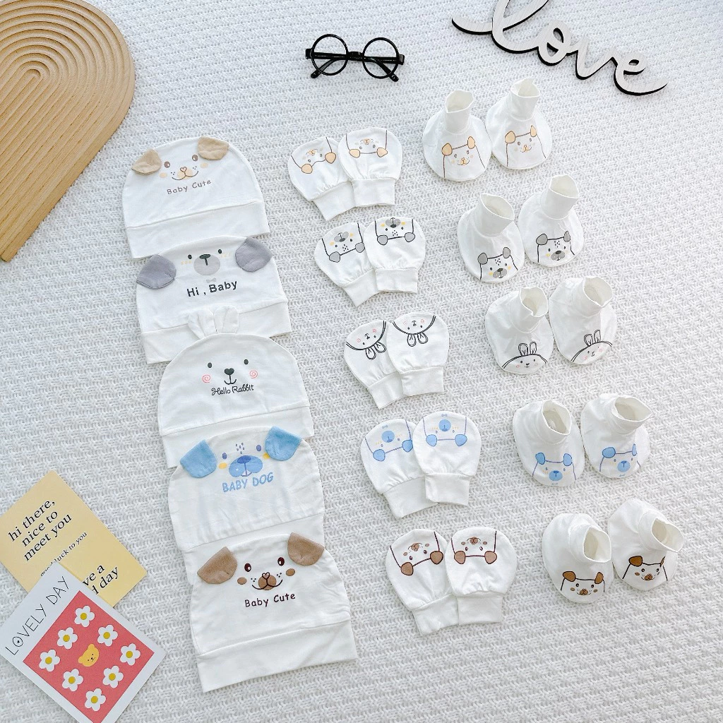 [B121 Mềm, Mát, Chất Petit] Combo 2/3/5 Séc  Mũ - Bao Chân - Bao Tay Thun Lạnh PETIT Mềm Mát Cho Bé Sơ Sinh