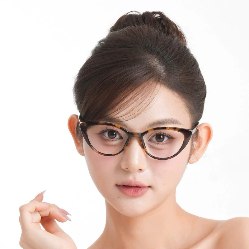 Kính giả cận, Gọng kính cận lõi thép nhựa Acetate cao cấp mắt mèo nữ 7021 Jolie eyewear