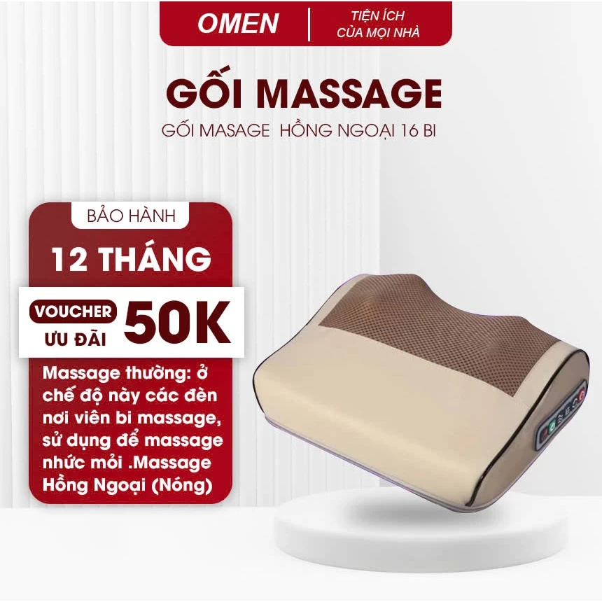 Gối Massage Cổ Vai Gáy, Máy Massage Hồng Ngoại 16 - 20 Bi Cao Cấp Hỗ Trợ Mát Xa Toàn Thân Hiệu Quả