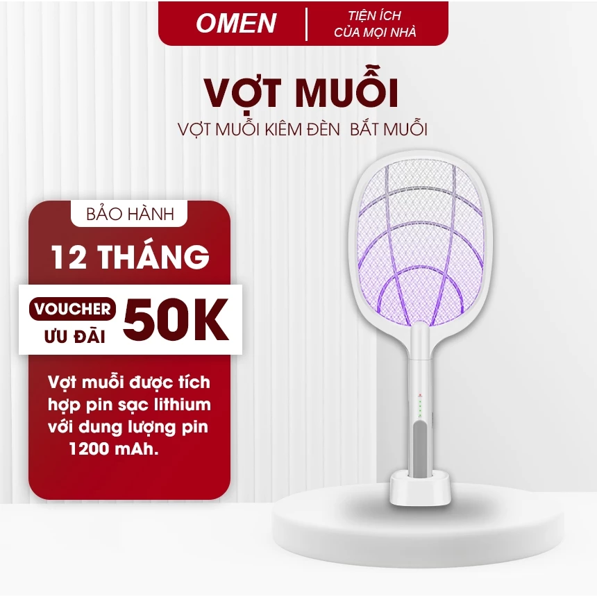 Vợt muỗi kiêm đèn bắt muỗi thông minh 2 trong 1 - Pin sạc cao cấp 1200 mah  - Bảo hành 12th - Máy bắt muỗi