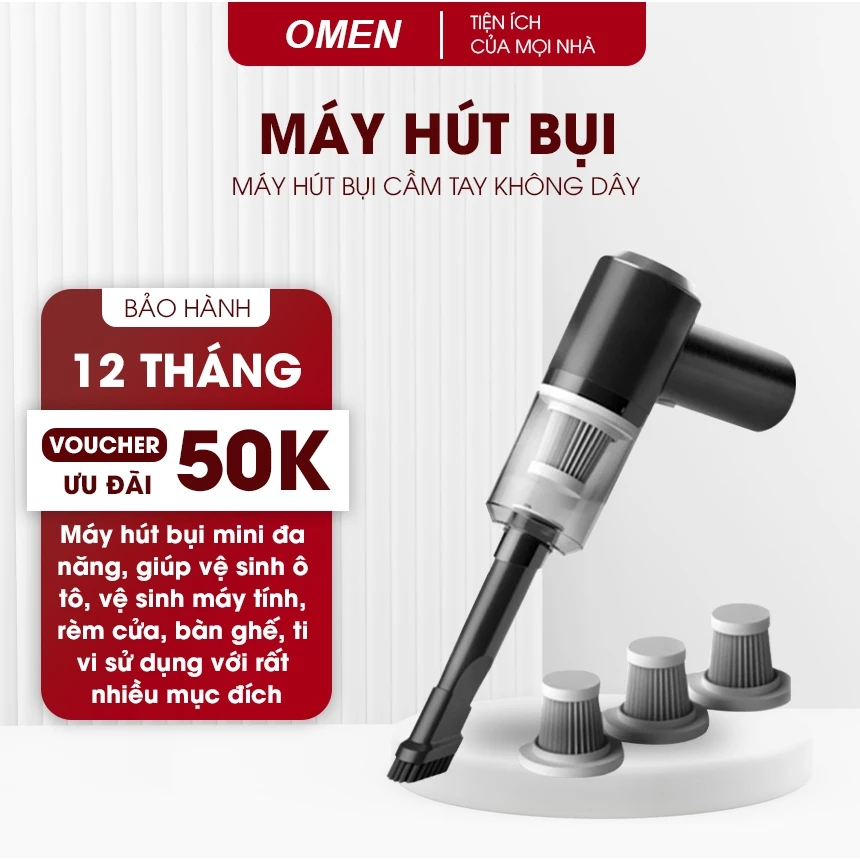 Máy Hút Bụi Cầm Tay Không Dây Siêu Mini Lực Hút Cực Mạnh 9000PA - 120W, SẠC USB - Máy hút bụi mini cầm tay HB1