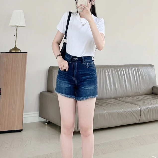 Quần Short Jean REDE SHC-03D Chất Cotton Mềm Mịn, Màu Xanh Trầm Cắt Lai Gấu Quần