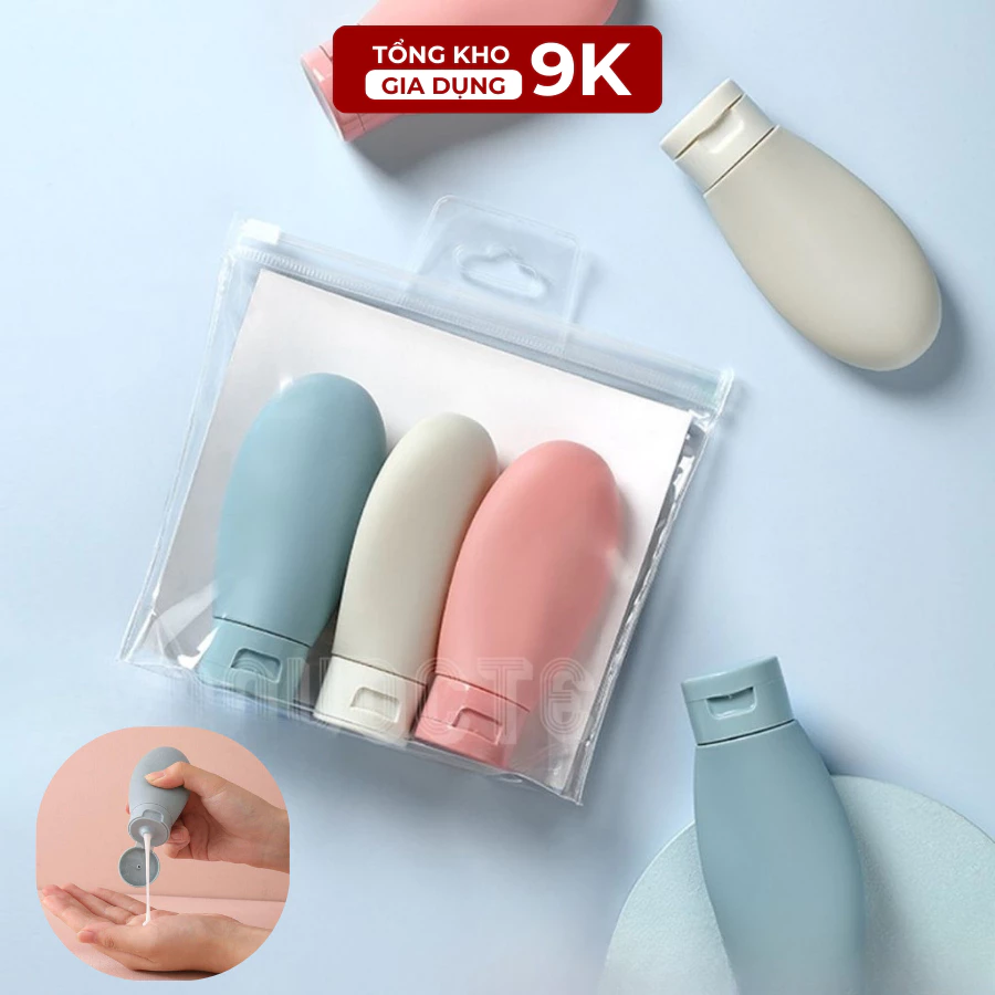 Set 3 Chai Chiết Sữa Tắm Du Lịch, Lọ Đựng Mỹ Phẩm, Dầu Gội, Sữa Tắm Nhựa Dẻo Nhiều Màu, Tiện Dụng. TKVA 509 -