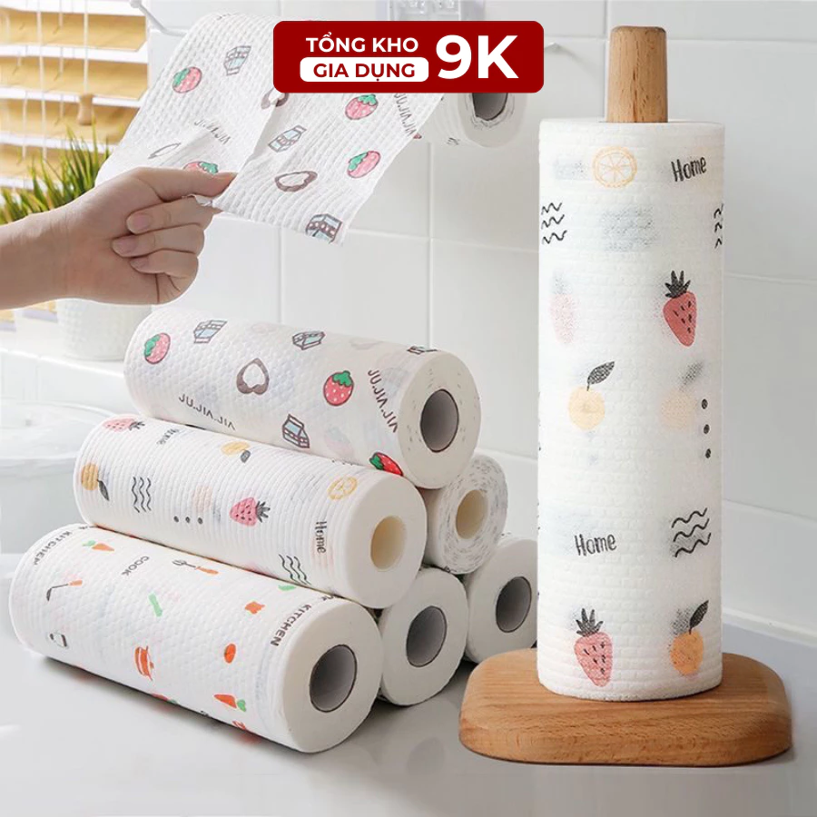 Combo 5 Cuộn Khăn Giấy Lau Bếp Đa Năng Loại Dày Dặn, 1 Cuộn, Có Thể Tái Sử Dụng Và Giặt Được - Khăn Vệ Sinh Nhà Bếp