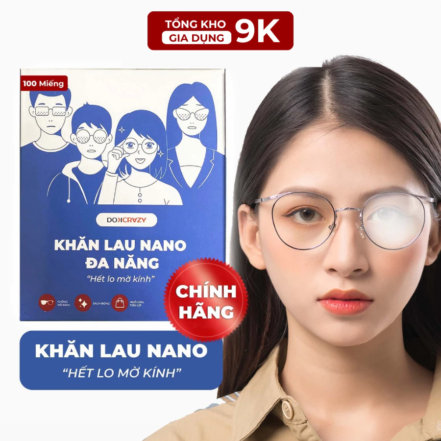 Hộp 100 Gói Khăn Ướt, Lau Kính Chống Bám Bụi Bẩn, Vân Tay Trên Kính Mắt, Sử Dụng Nhanh Chóng,Tiện Lợi. TKVA 206 -