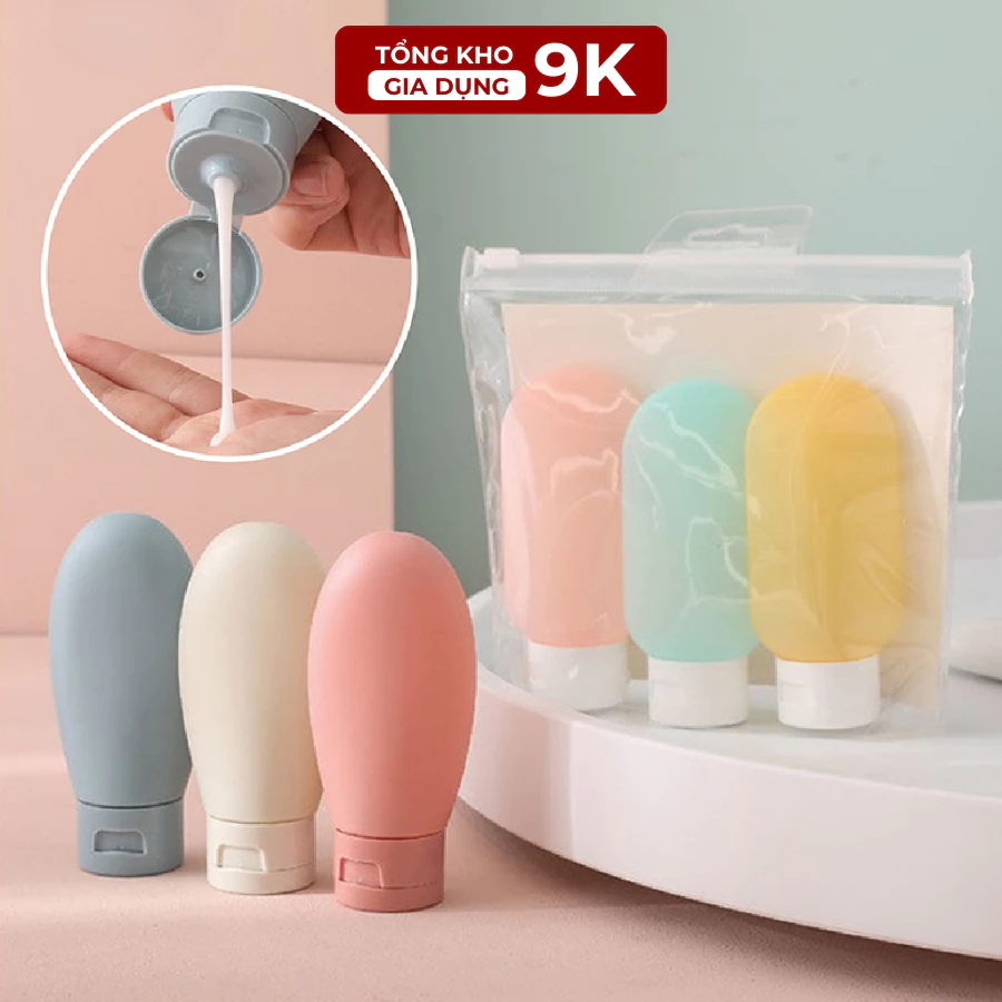 Set Silicon Chai Chiết Dầu Gội, Sữa Tắm, Mỹ Phẩm Mini Kèm Túi Zip, Tiện Lợi Du Lịch. TKVA 509-1 -