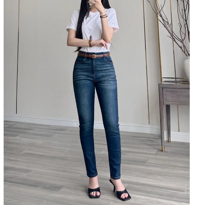 Quần Skinny Jeans Nữ REDE S-03D Co Giãn Nhẹ, Lưng Cao, Ôm Chân Tôn Dáng Wash Rêu Thời Trang