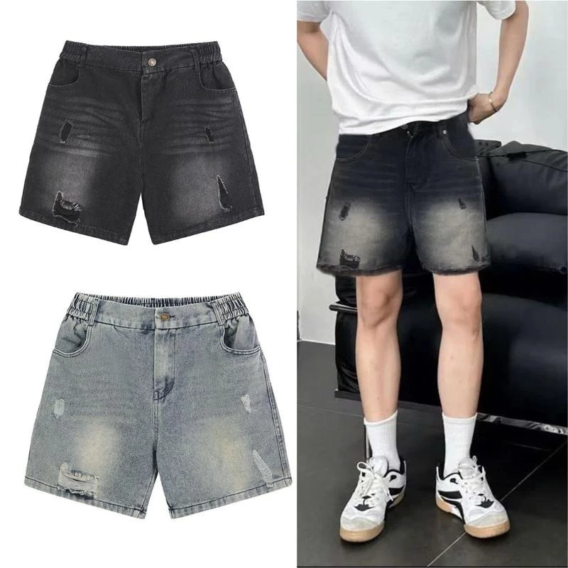 [NEW] Quần Short Jean Nam Quần Short Bò Kiểu Rách Cạp Khuy Lưng Chun Vải Jean Mềm - Q07