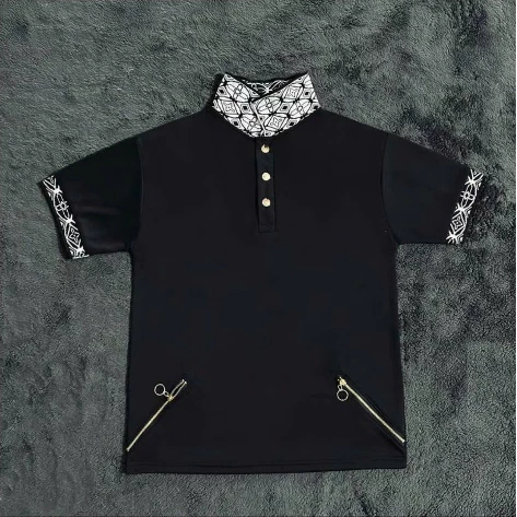 Áo Polo Nam Boy Phố Họa Tiết Thổ Cẩm Mix 2 Khóa Chéo Cực Chất. Áo Polo Hottrend 3 Cúc Bấm 2025 Hàng QC hottrend