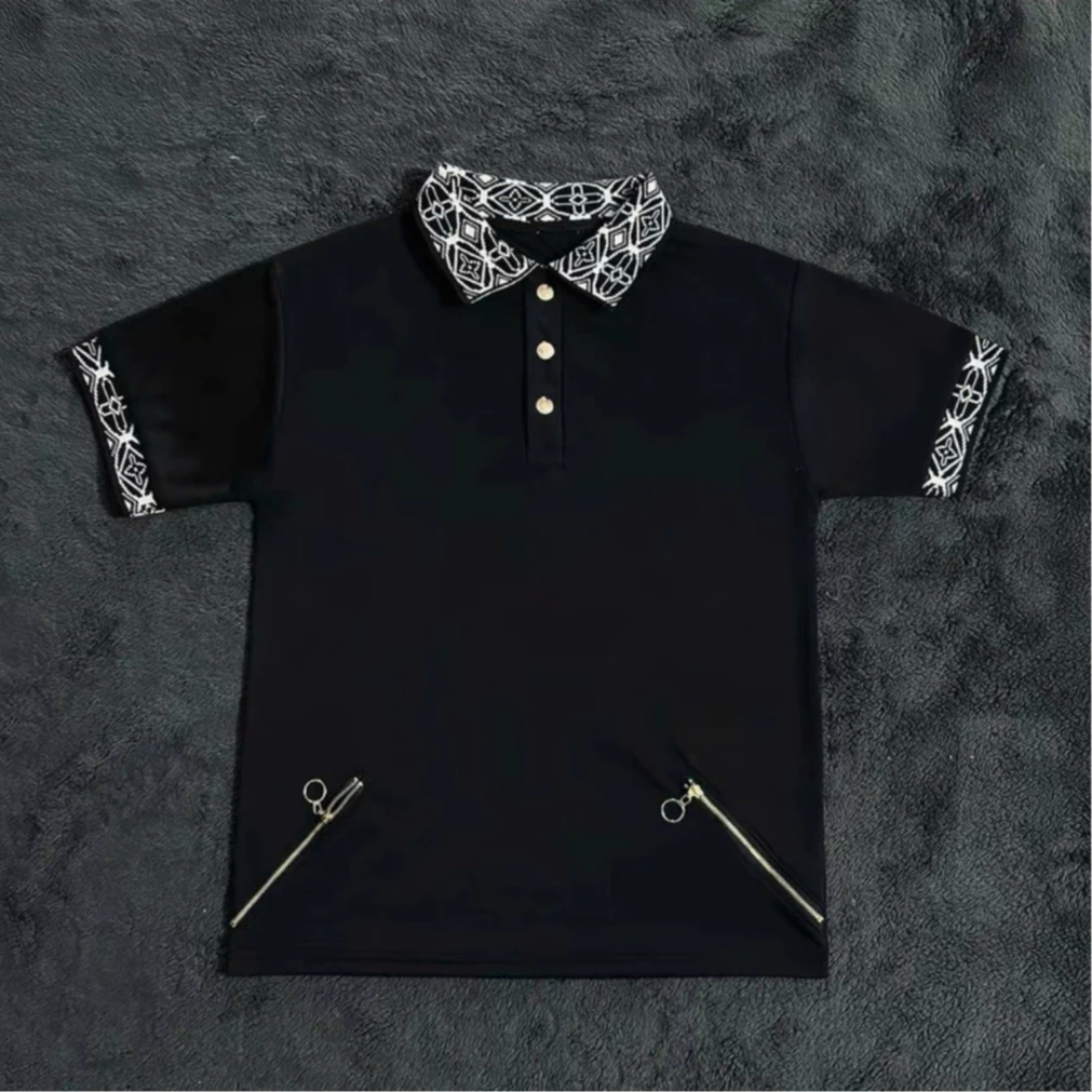 Áo Polo Nam Boy Phố Họa Tiết Thổ Cẩm Mix 2 Khóa Chéo Cực Chất. Áo Polo Hottrend 3 Cúc Bấm 2025