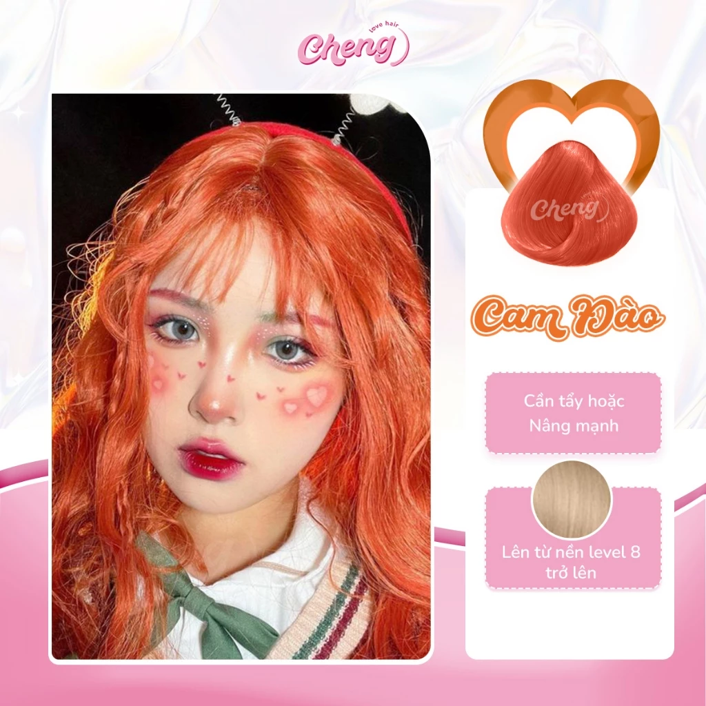 Thuốc nhuộm tóc màu CAM ĐÀO - ORANGE PEACH | Chenglovehairs, Chenglovehair