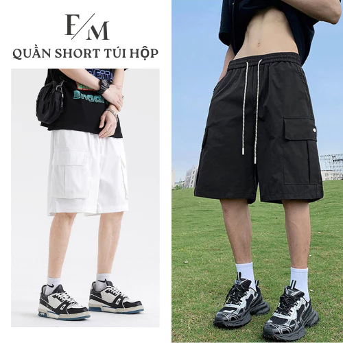 Quần Short TÚI HỘP Nam Cạp Chun Dây Rút Dễ Điều Chỉnh Quần Short Nam Form Ngắn Trên Gối Phối Túi 2 Bên