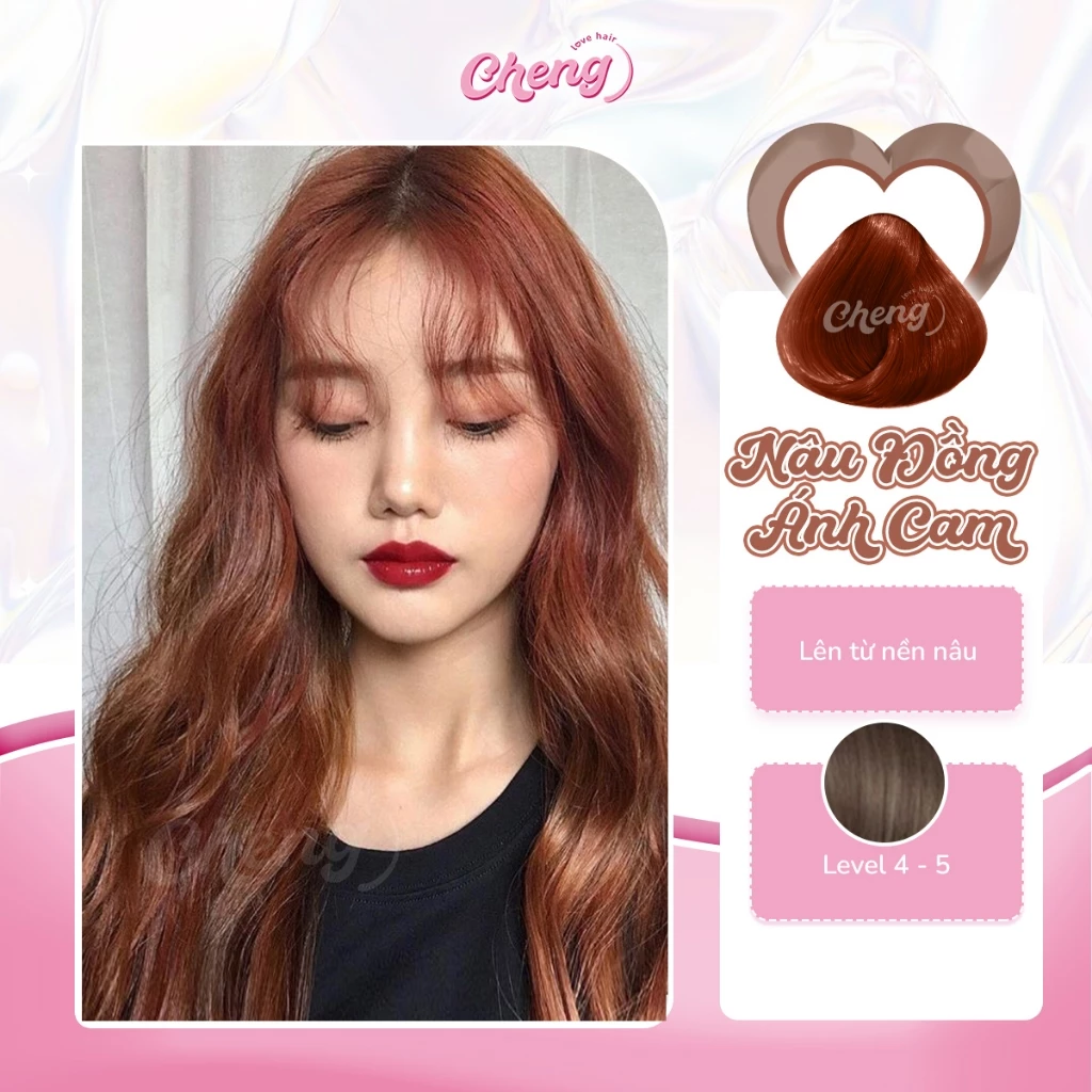 Thuốc Nhuộm Tóc Màu NÂU ĐỒNG ÁNH CAM Không Cần Dùng Thuốc Tẩy Tóc | Chenglovehair, Chenglovehairs