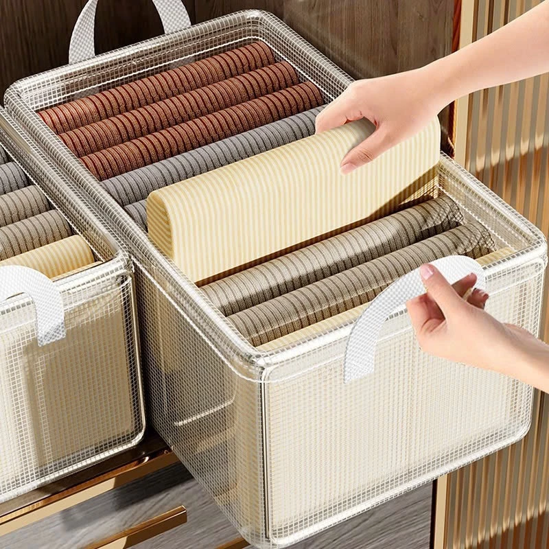 Hộp đựng quần áo đồ lót gấp gọn chất liệu vải lưới PVC cao cấp trong suốt có khung thép sắp xếp nhà cửa gọn gàng
