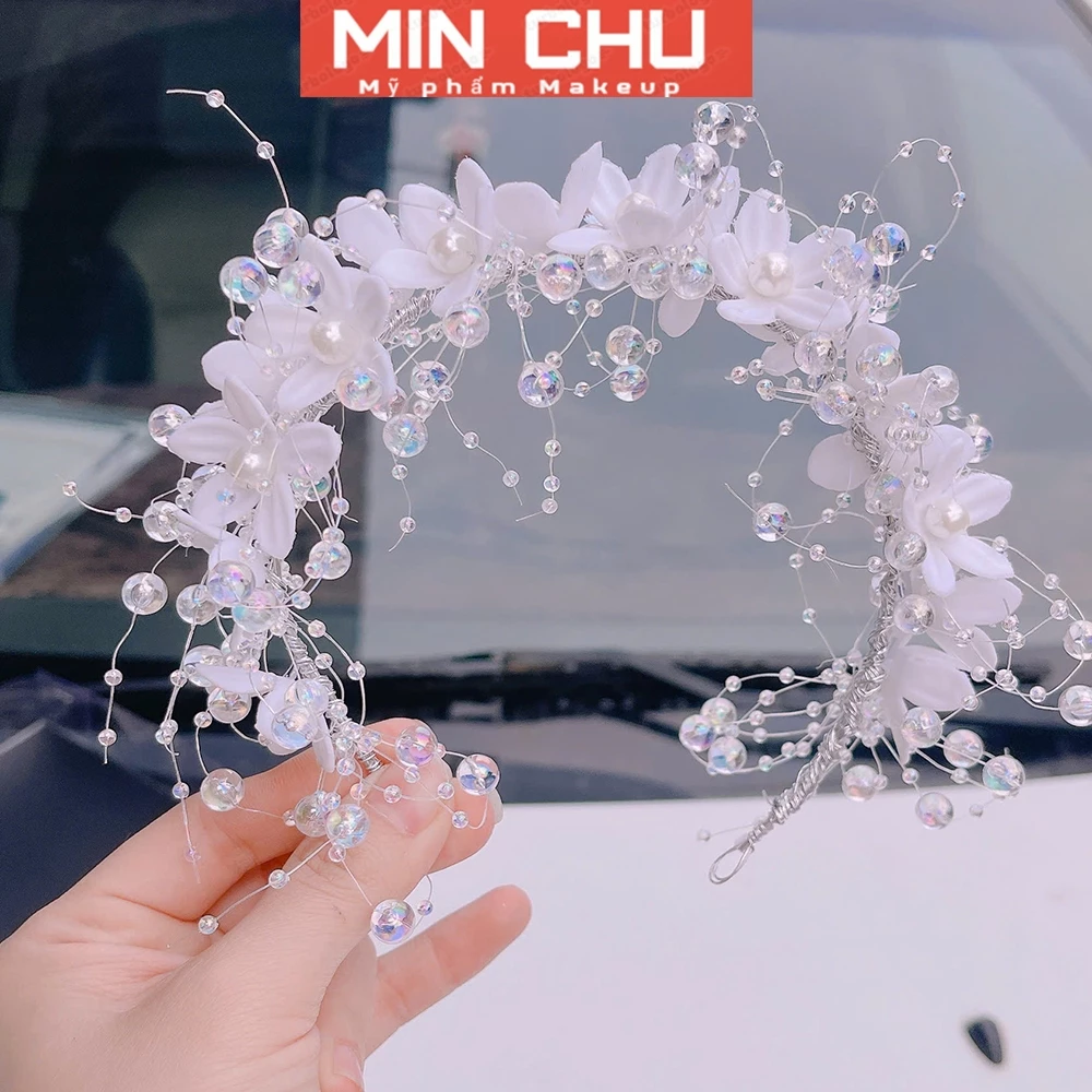 Cài Bờm Tóc Cô Dâu Đính Ngọc Lấp Lánh Dễ Phối Cho Dâu Giá Tại Xưởng