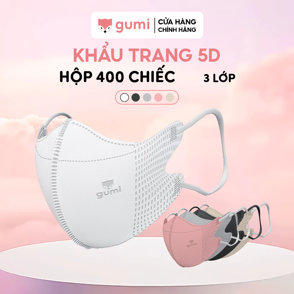 [400 CHIÊC] Khẩu trang 5D Gumi kháng khuẩn 5D Mask kháng bụi mịn, kháng giọt bắn