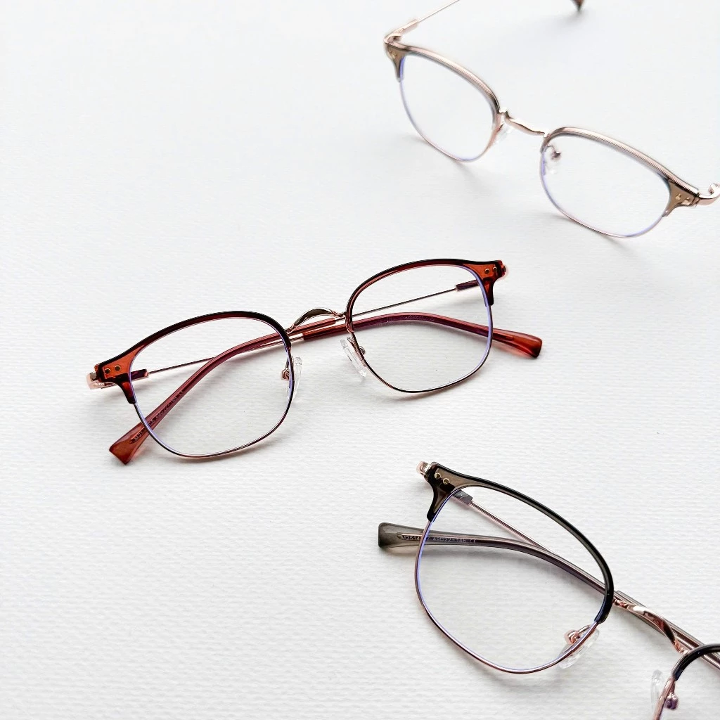 Kính mắt nửa gọng kim loại vuông bầu LEO OPTICAL 2514