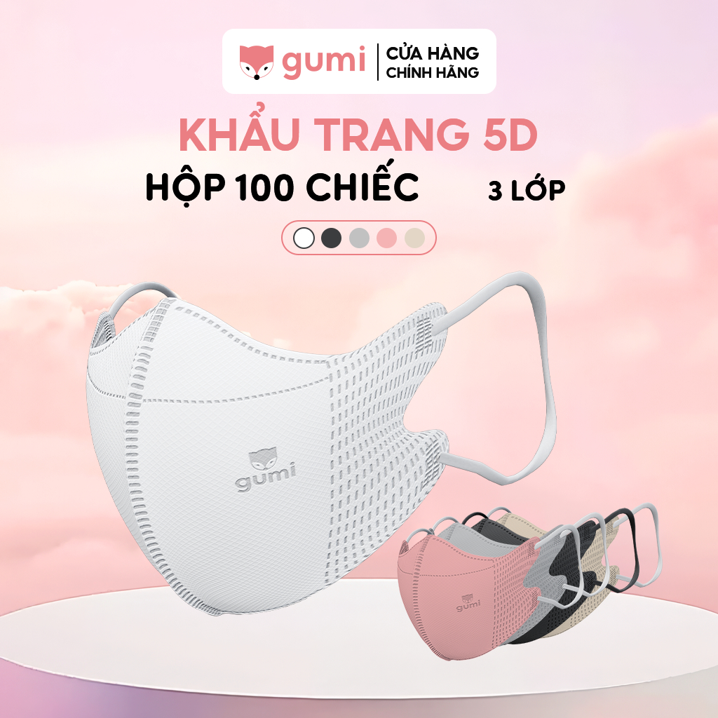 Khẩu trang y tế Gumi 5D mask 3 lớp kháng khuẩn lọc bụi PM 2.5