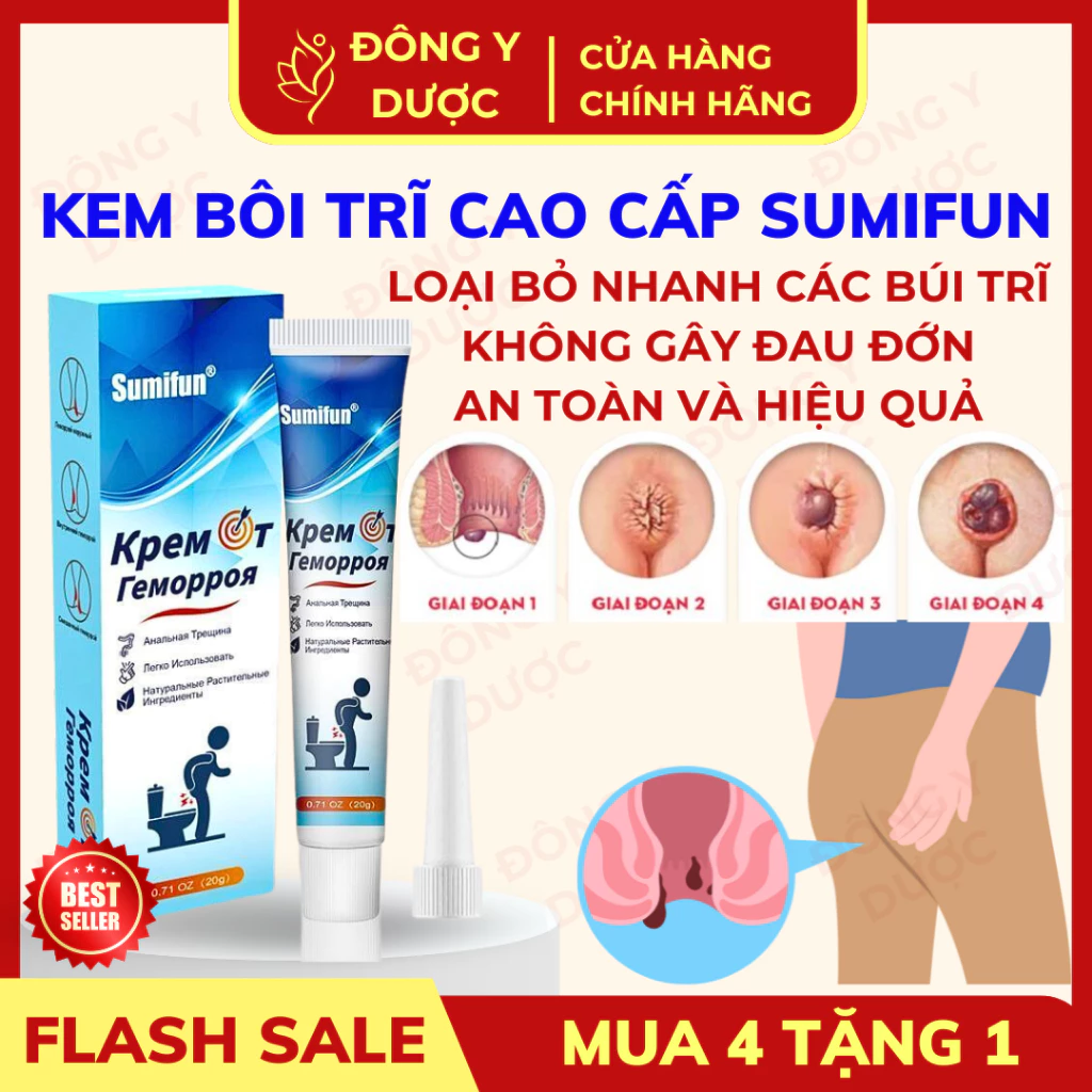[Che tên] Kem Bôi Trĩ Nội Trĩ Ngoại Trĩ Hỗn Hợp SUMIFUN Giúp Co Nhanh Búi Trĩ Giảm Đau Rát Hậu Môn