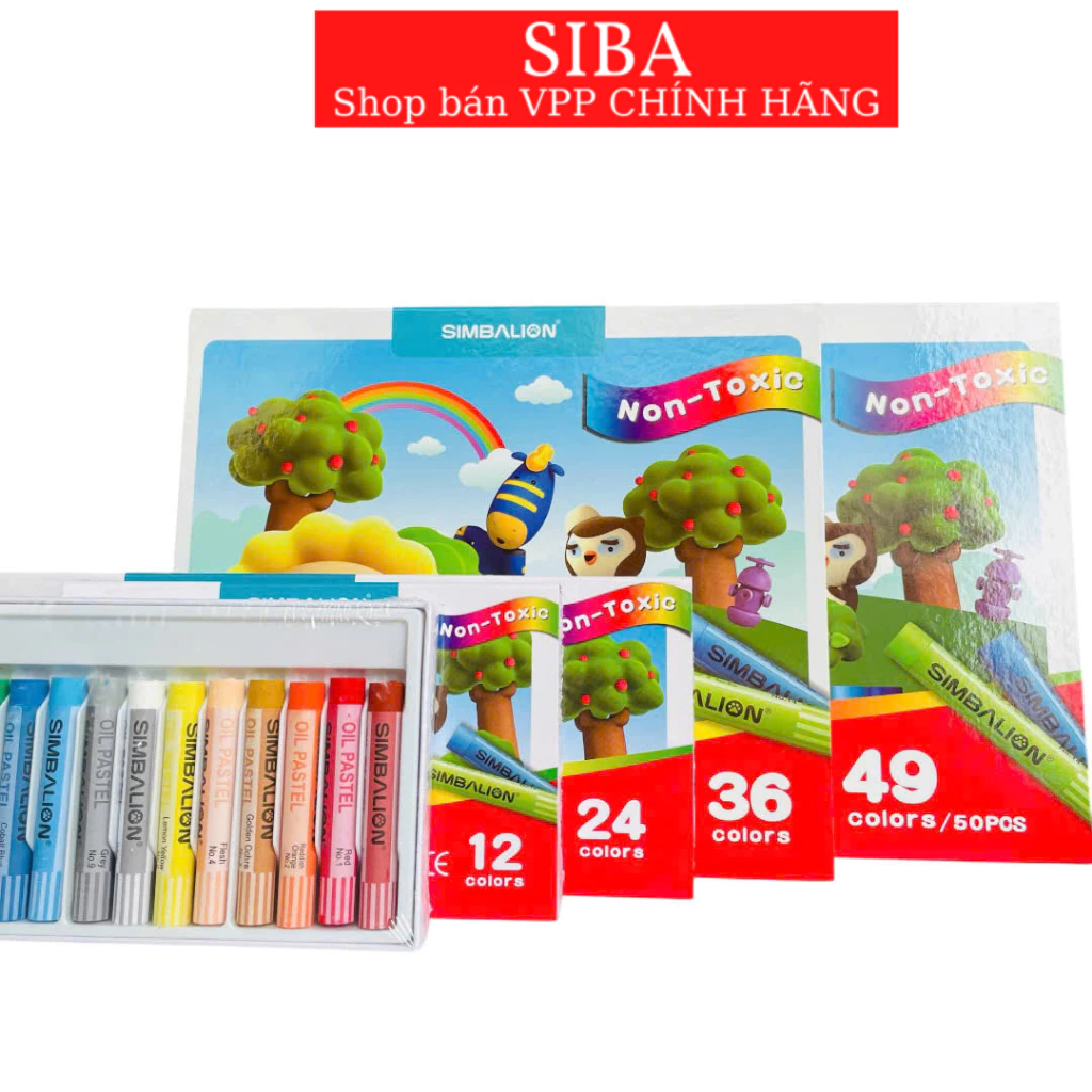 Sáp màu dầu oil pastels Simbalion, bộ sáp dầu 12/ 24/ 36/ 49 màu