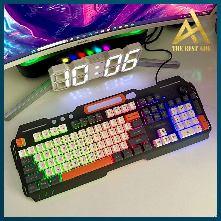 Bàn Phím Máy Tính Gaming Có Dây Giả Cơ Led Rgb Xunfox K90 Full Size 104 Phím Thiết Kế Siêu Đẹp