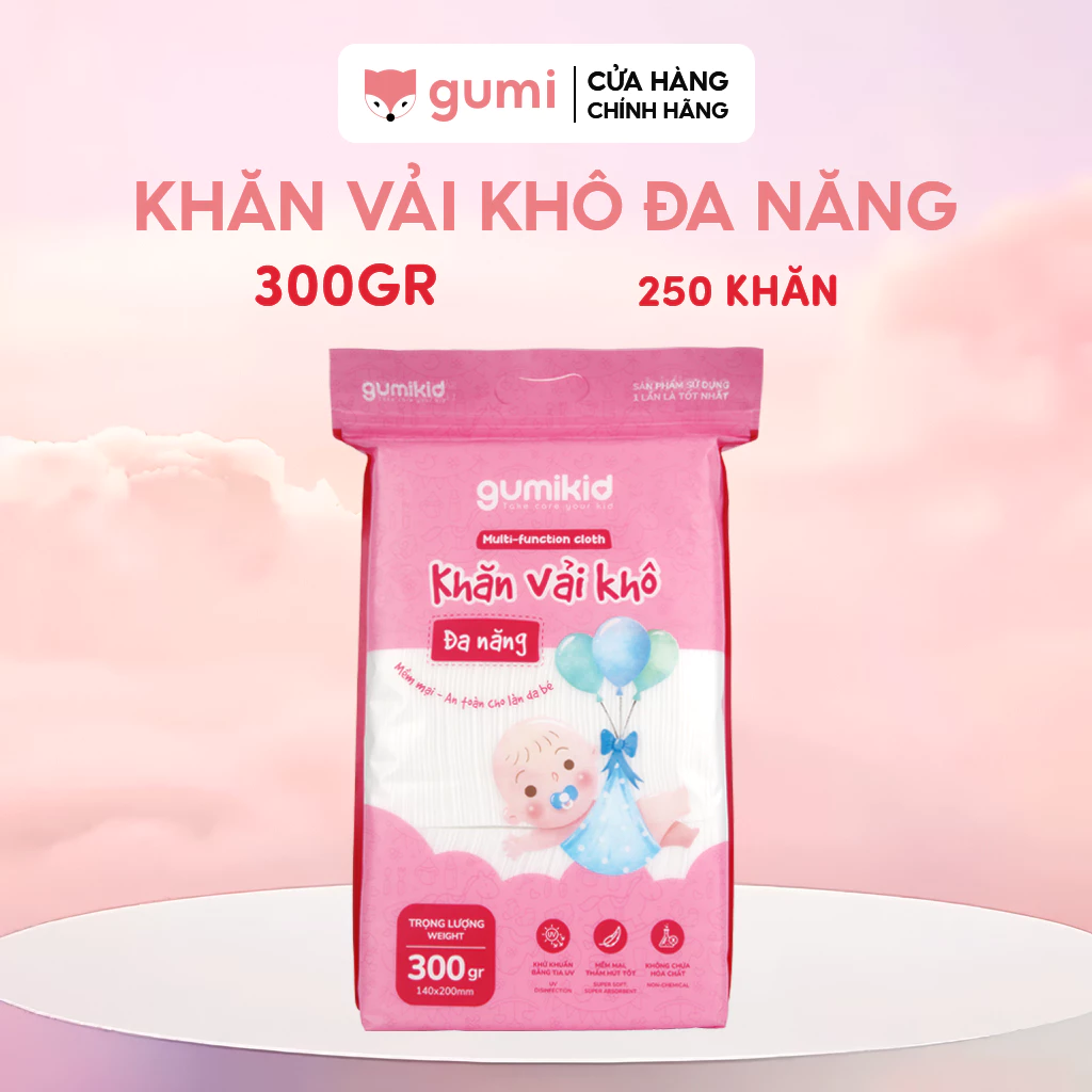 (300G) KHĂN VẢI KHÔ ĐA NĂNG DÀNH CHO MẸ VÀ BÉ GUMI