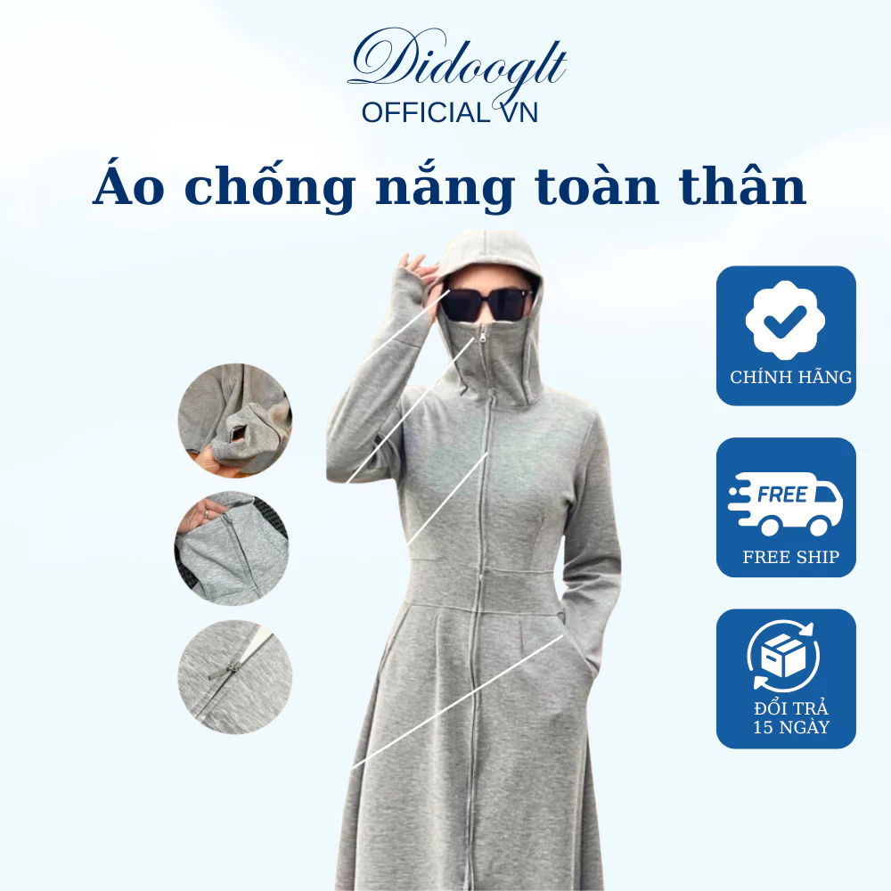 Áo chống Nắng Toàn Thân Nữ DIDOOGLT chất vải mềm mịn - Váy Chống Nắng Dài Chống Tia UV