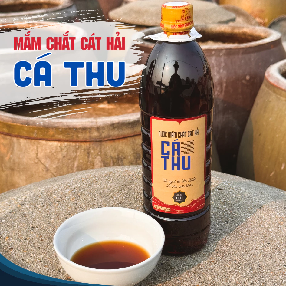 Nước Mắm Chắt Cá Thu Cát Hải Quang Hải Chai 1 Lít - Nước Mắm Truyền Thống Ủ Chum Trên 2 Năm, Chấm Và Nấu Ăn Hằng Ngày