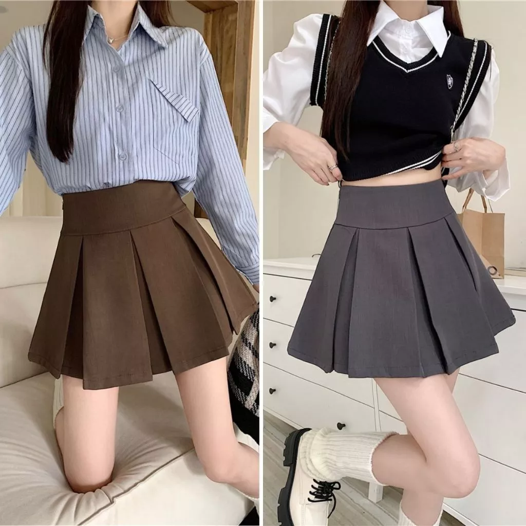 Chân váy A Bigsize nữ vintage 50-95kg dập ly lưng cao dáng xòe khóa kéo vải tây đứng form mềm mát -CV405