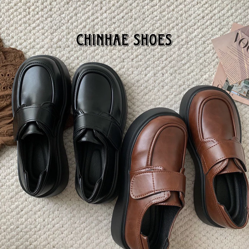 Giày oxford quai dán basic trơn form gọn tăng chiều cao 4cm phong cách retro tiểu thư sang chảnh cho nữ đi chơi G064