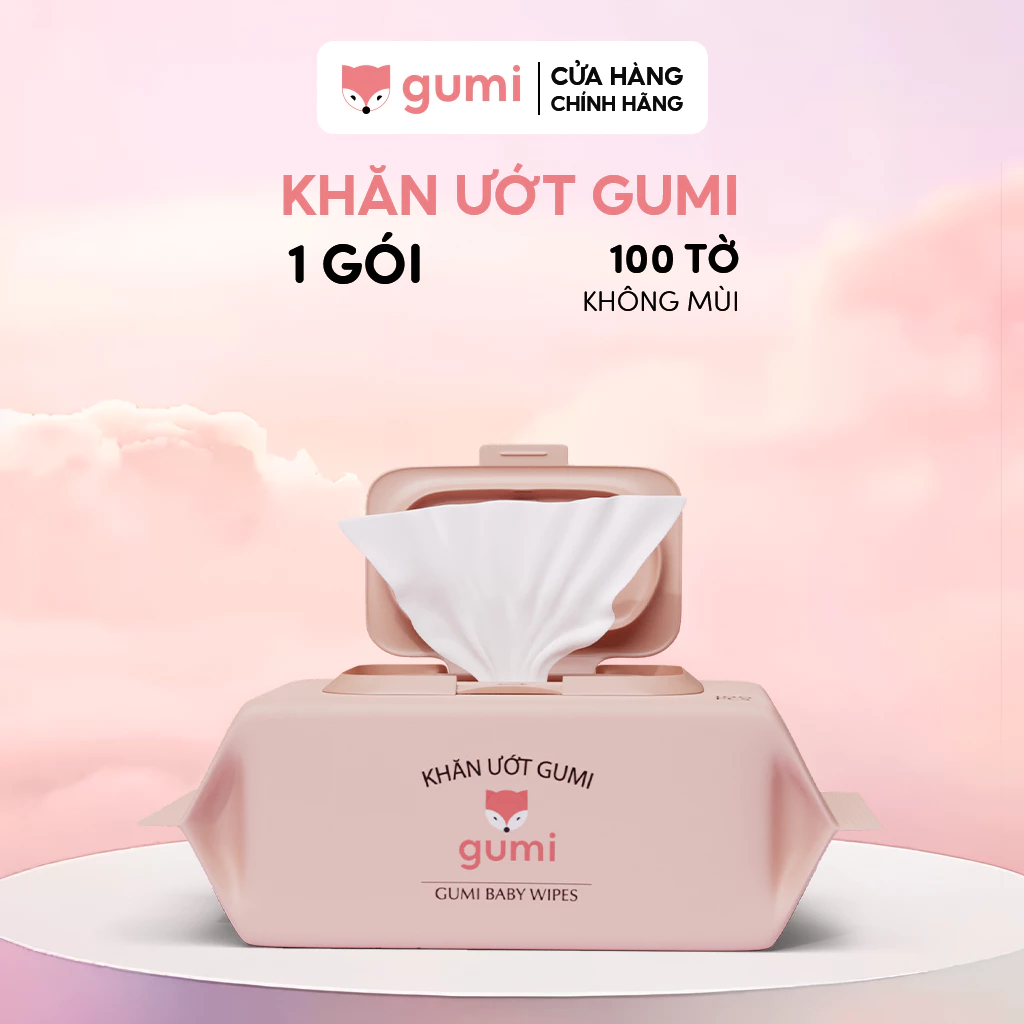 Gói 100 tờ khăn ướt Gumi cho bé khăn ướt khăn lau em bé