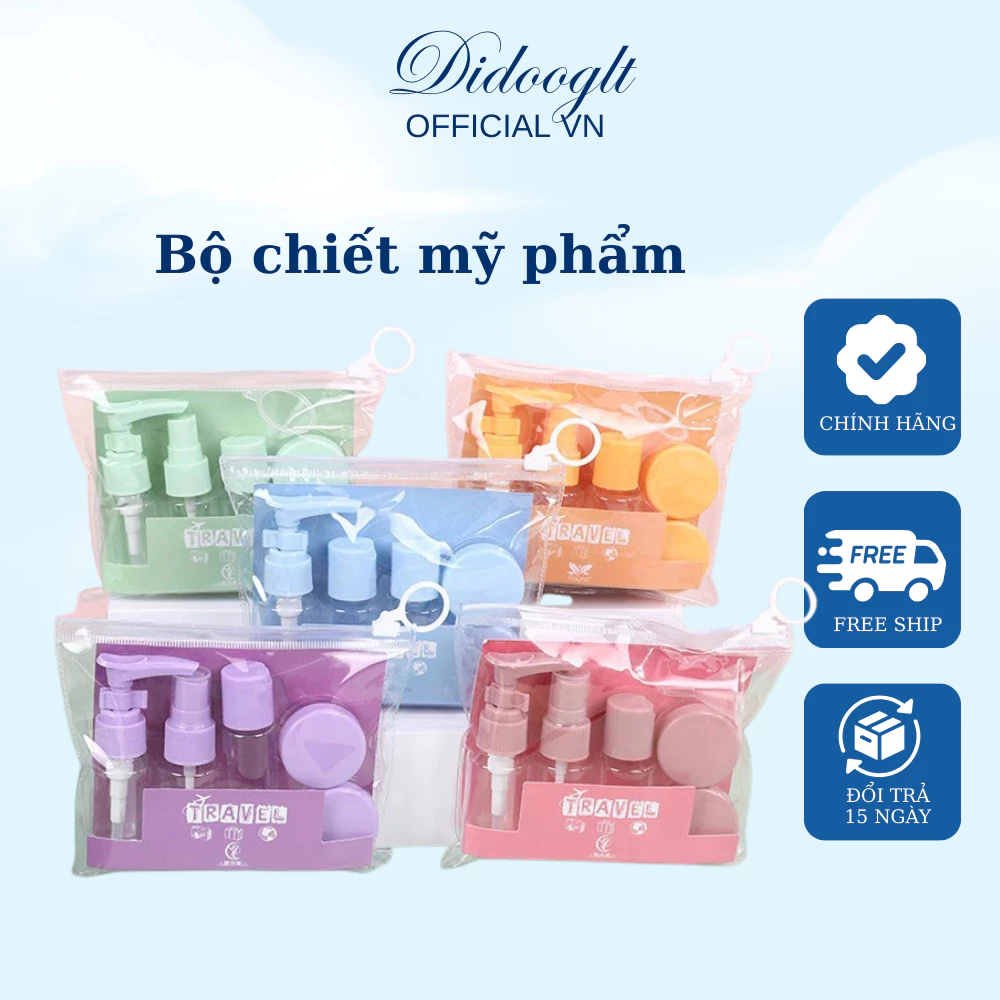 Bộ Chiết Mỹ Phẩm Du Lịch 7 Món Nhỏ Gọn Có Thể Cầm ĐI Chơi Đi Du Lịch Tiện Lợi ( Mấu Mới )